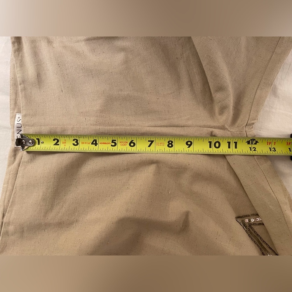 Venus Pants Beaded Linen Blend Bohemian Tan Size 8 - Picture 8 of 16
